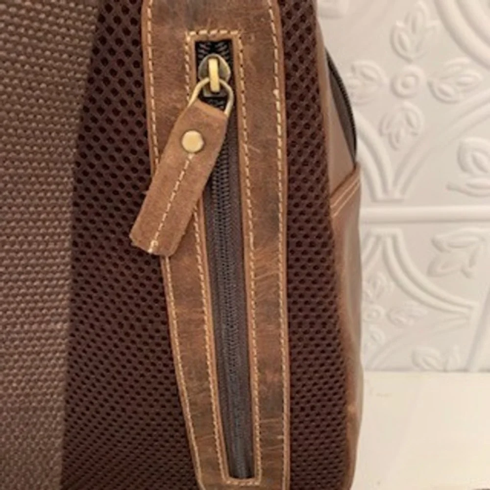 American Bison Brown Genuine Leather Sling Bag Crossbody Backpack ABBG 41-25211